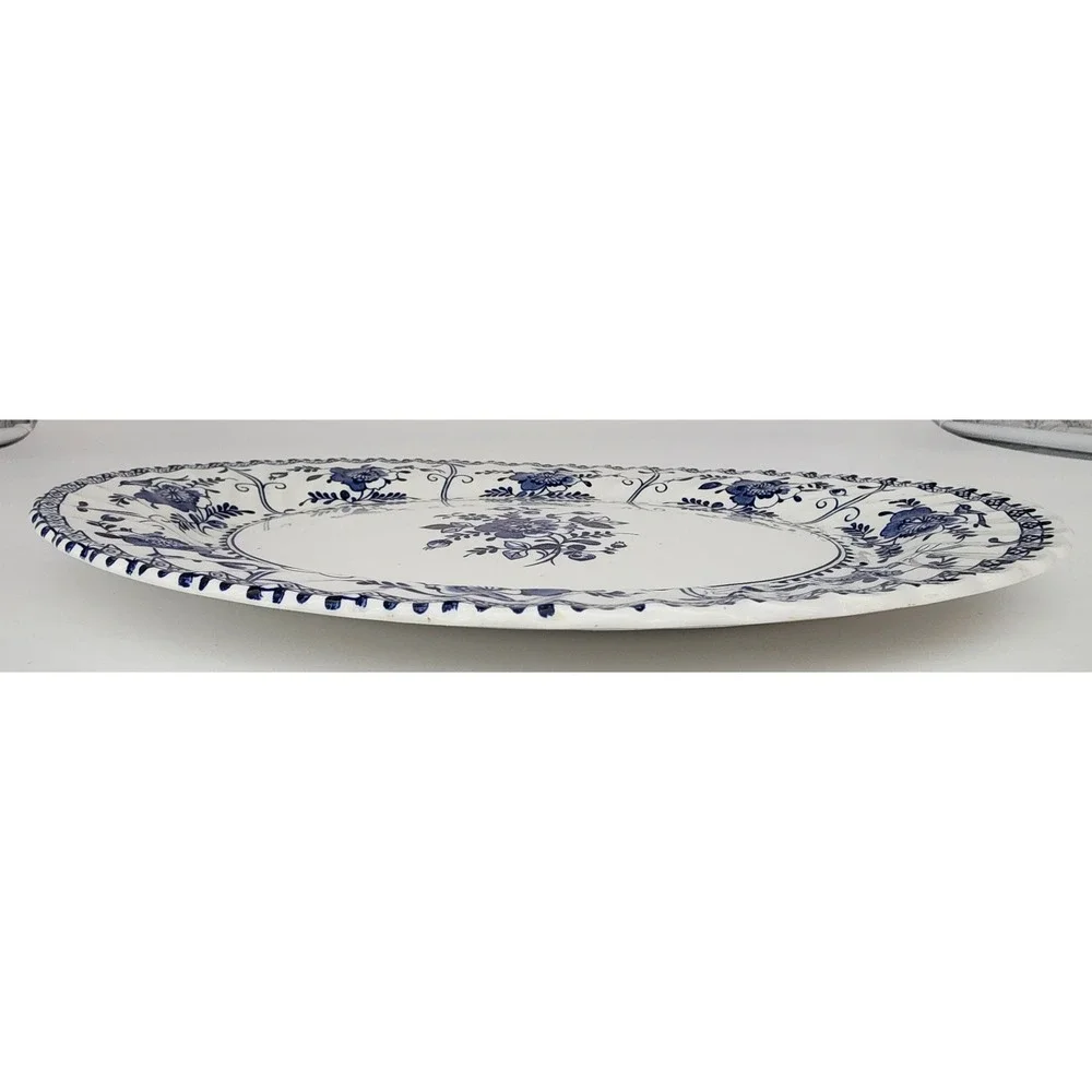 Johnson Bros Indies Serving Platter Large 12in Blue White Floral Bird EXC